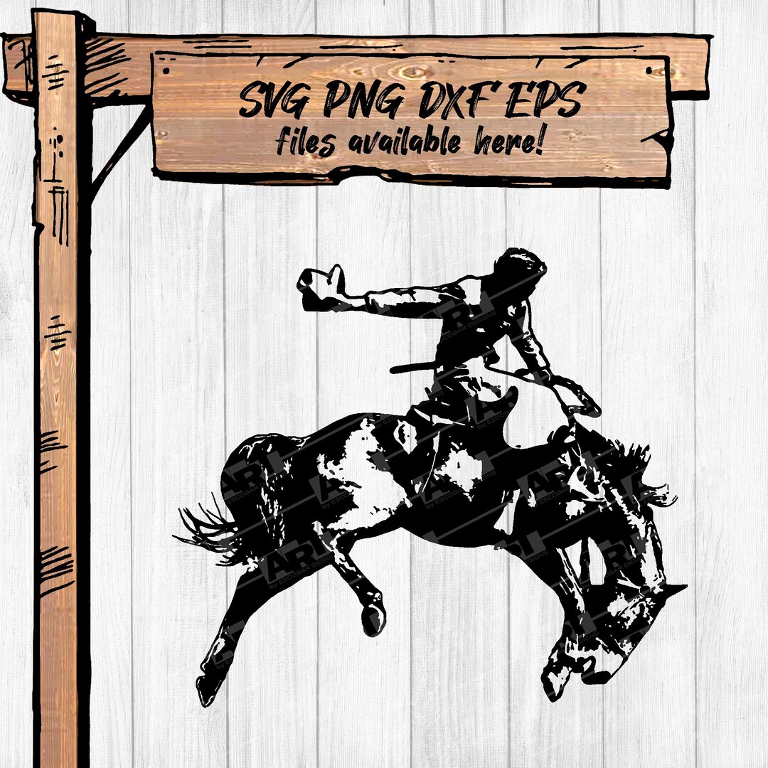 Saddle Bronc Rodeo Cowboy Clipart | Western (svg, Png, Eps, Dxf) (300 ...