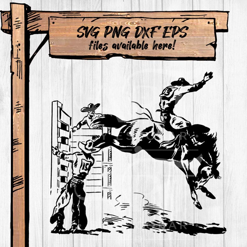 Saddle Bronc Rodeo Cowboy Clipart Bundle | Western SVG PNG Dxf Eps ...