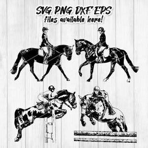 Événement équestre PNG SVG – Lot de cliparts dressage et chasseur | Illustrations de concours hippiques + eps dxf | 300 ppp