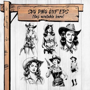 Retro Cowgirl SVG Bundle – 1950s Western Cowgirl Clipart for Cricut & Sublimation | Png, Dxf, Eps Download (#1)