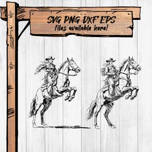 Cowgirl Saddle Bronc Riding SVG PNG – Western Rodeo Clipart for Cricut, Silhouette, Sublimation | dxf eps Files Included
