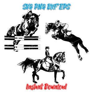 Equestrian Competition Clipart Bundle | Dressage & Hunter Jumper SVG PNG dxf eps for Cricut, Sublimation, DIY Crafts – 300 dpi