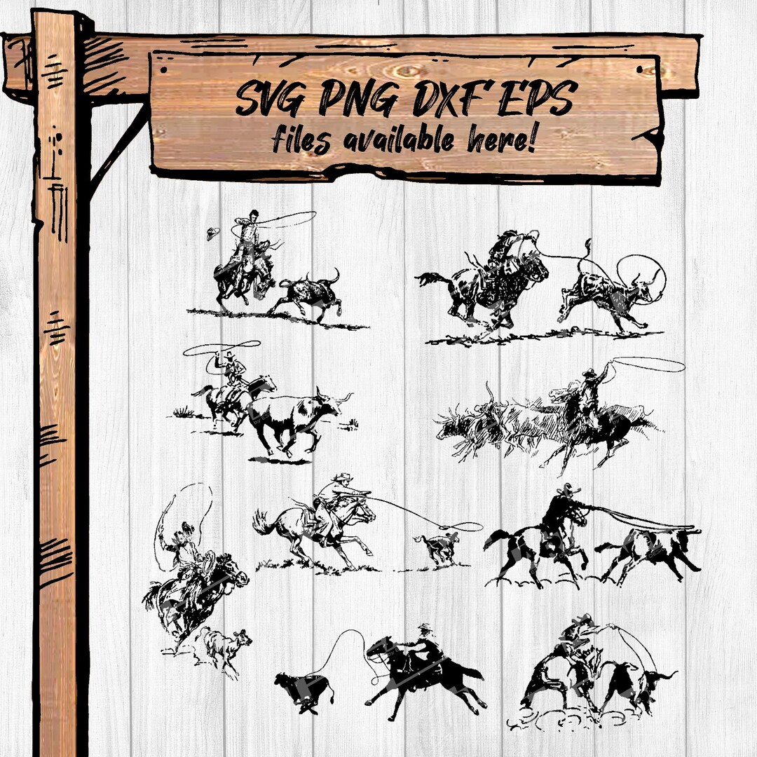 Western Roping Svg Roping Cattle SVG Bundle: Western Cowboy Clip Art (digital Download) - Etsy