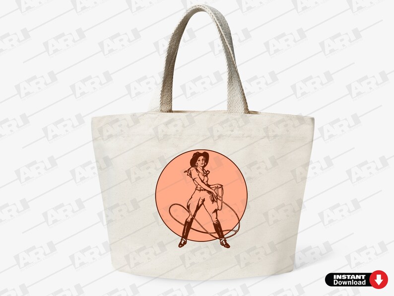 Vintage COWGIRL SVG Bundle | 6 Retro Western Rodeo Designs | Roping Bronc Rider Horse | png dxf eps | Cricut Silhouette Digital Download image 8