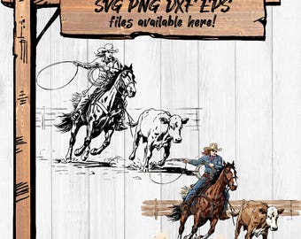 Cowgirl Breakaway Roper SVG Clipart Bundle: Rodeo Western Design (Digital Download