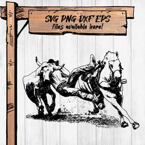 Cowboy Bulldogging Steer SVG: Rodeo Clipart Bundle (Digital Download)