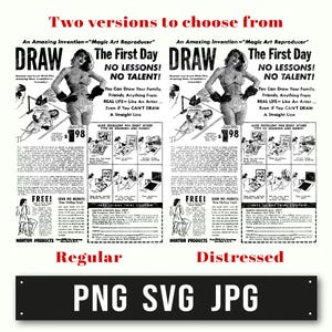 Arquivo digital de anúncios vintage de Pulp-fiction para mulheres, em formatos SVG, PNG e JPG, arte humorística retrô, anúncios retrô, presente para ele, presente para o dia dos pais