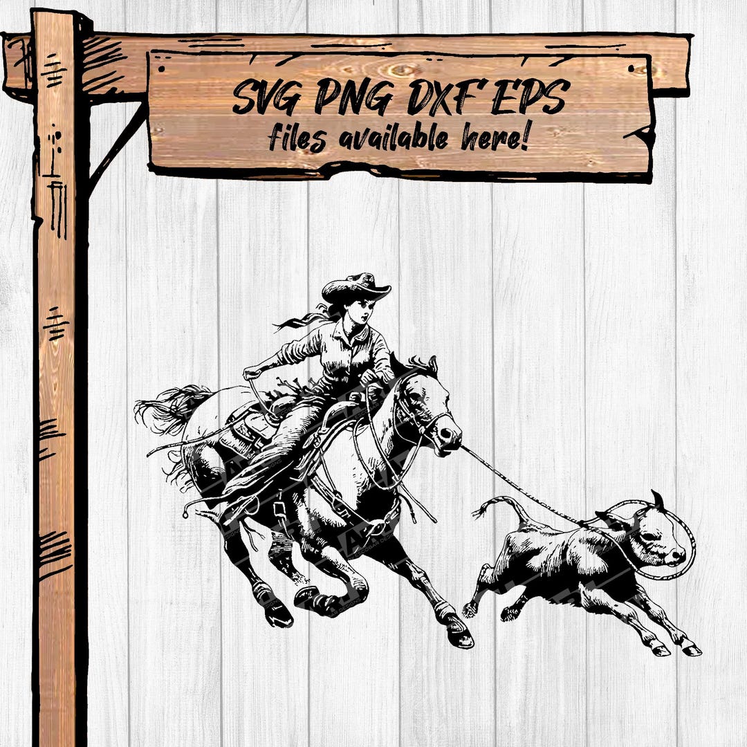 Rodeo Cowgirl SVG – Breakaway Roping Clipart, Western Design (300 DPI ...