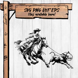 Breakaway Roper Cowgirl SVG – Calf Roping Rodeo Clipart Bundle for ...