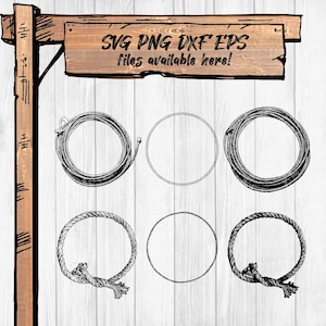 Western Lariat & Rope SVG PNG Bundle – Clipart for Sublimation, DTG, Cricut, Silhouette – Includes Eps/Dxf Files