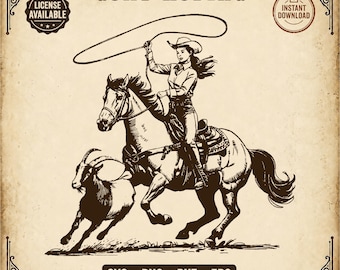 Cowgirl GOAT Roping SVG | Junior Rodeo Clipart Bundle | Western Ranch png dxf eps | Cricut Silhouette Download