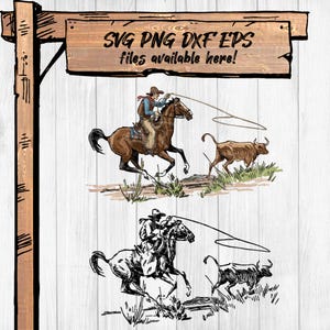 Clipart de cow-boy au lasso – lot Western Rodeo SVG PNG