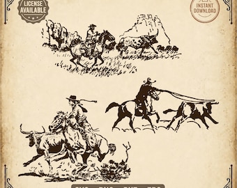 Longhorn HERD SVG | Cowboys and Longhorns Ranch Bundle Clipart | Authentic Vintage Rancher Art | png dxf eps