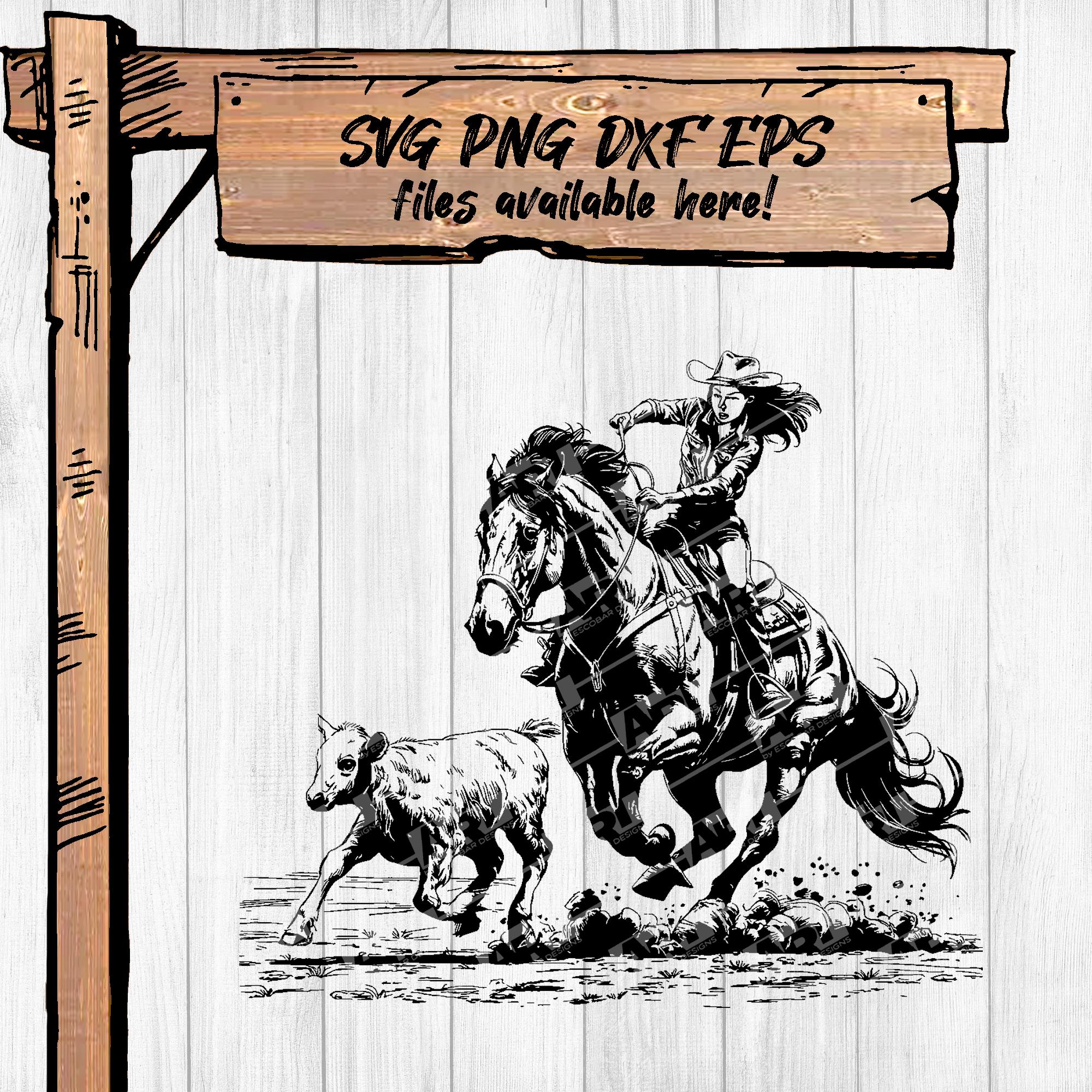 Western Roping Svg Cowgirl Roping Calf SVG: Western Rodeo Clip Art (digital Download) - Etsy