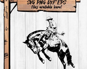 Paint Horse BRONC SVG | Saddled Rodeo Rider Spotted Coat Clipart | Vintage Western Tack Design | png dxf eps