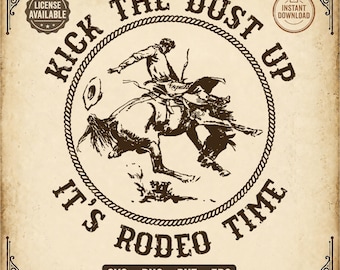 KICK the Dust Up SVG | Saddle Bronc Rope Circle Badge | Funny Rodeo Quote Clipart | png dxf eps