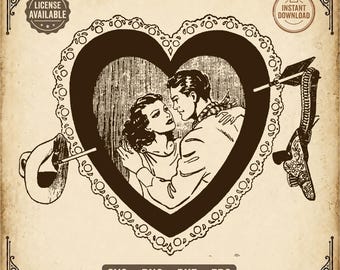 Cowboy Valentine SVG PNG – Cowgirl Heart Clipart with Arrow, Hat & Holster | Romance Western Bundle for Cricut, Sublimation, eps dxf
