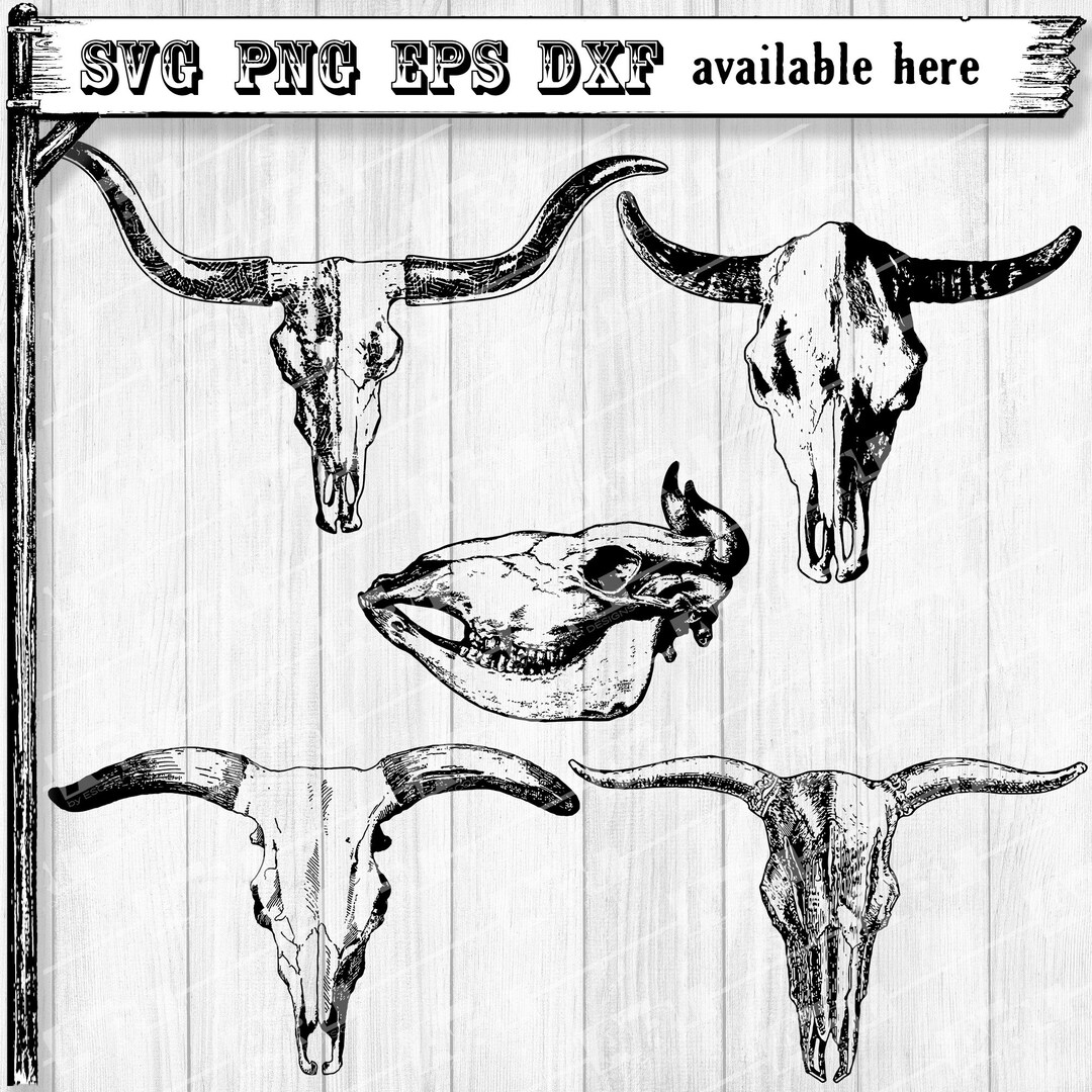 Western SVG, Cow Skull Svg, Longhorn Bull Skull Svg, Wild West SVG