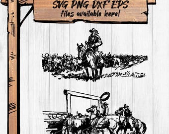 Western Cowboy SVG Clipart Bundle: Ranch Cattle Herding Designs