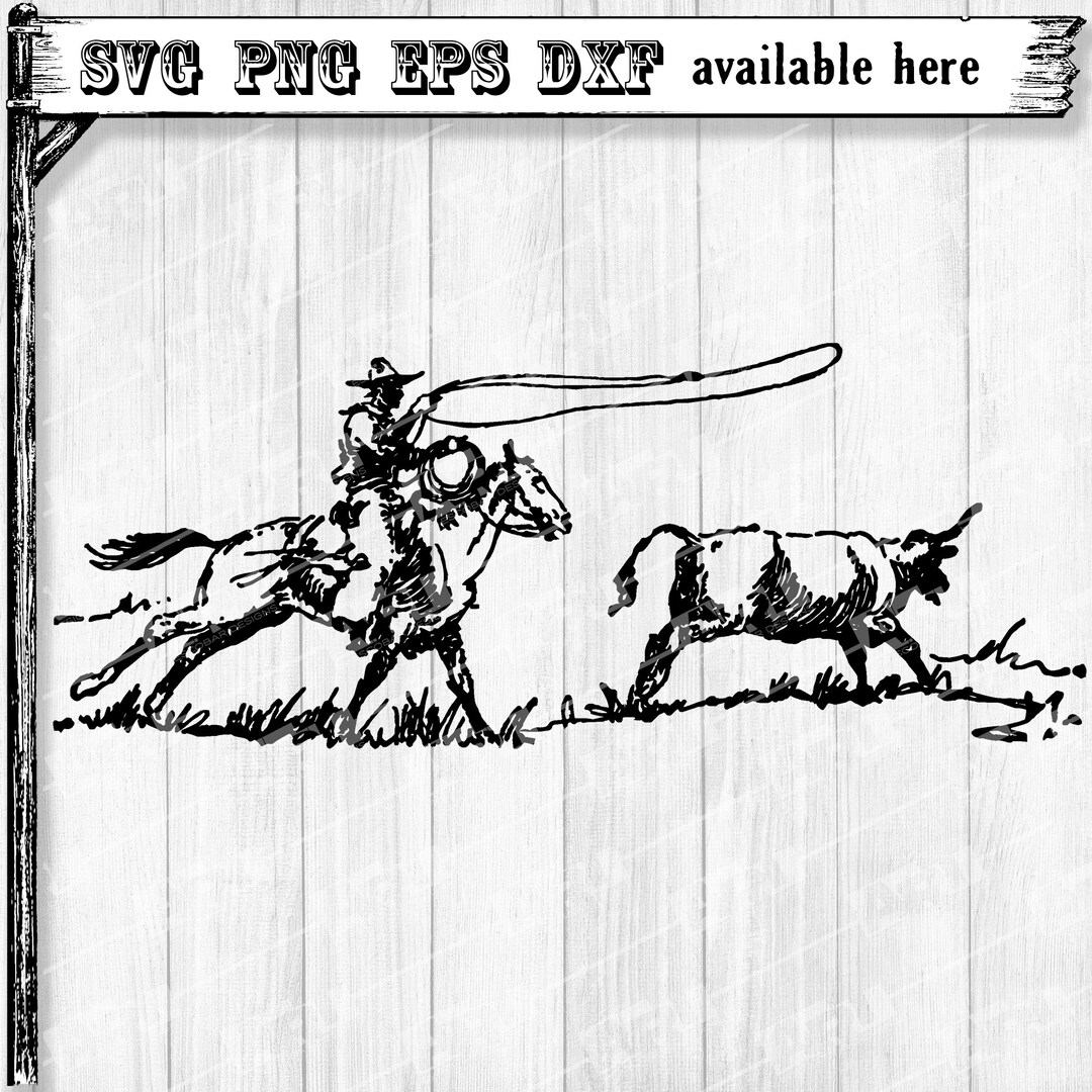 Cowboy Svg, Roping Svg, Bull Eps, Western Png, Breakaway Roper, Clipart ...