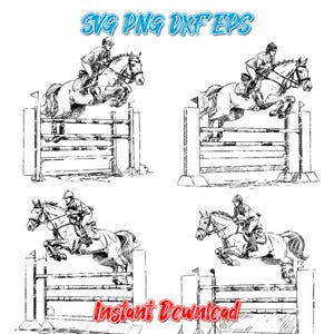 Hunter Jumper Horse Clipart | Equestrian SVG PNG dxf eps | Horse Riding Wall Art & Rider Gift – 300 DPI