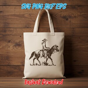 Trail Rider SVG, Western-Cowboy auf Pferd Clipart, Rancharbeiter PNG DXF EPS, Cricut-Schnittdatei, Cowboy reitet Pferd Sublimation, Appaloosa Bild 4