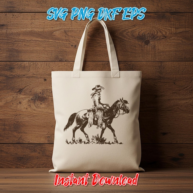 Trail Rider SVG, Western-Cowboy auf Pferd Clipart, Rancharbeiter PNG DXF EPS, Cricut-Schnittdatei, Cowboy reitet Pferd Sublimation, Appaloosa Bild 4