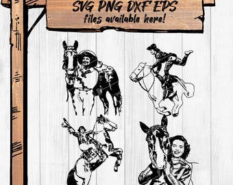 Cowgirl Trick Riding Clipart – Western Horse SVG PNG (300 DPI)