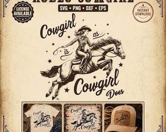 Cowgirl on Horse SVG: Western Line Art for Cricut, Silhouette (Digital Download)