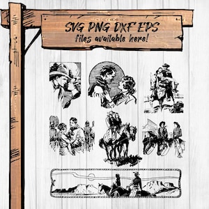 Cowboys & Cowgirls Western SVG PNG Bundle - Sweethearts, Paare Clipart für Cricut, Sublimation, Silhouette (+dxf/eps/jpg/pdf) 300 DPI