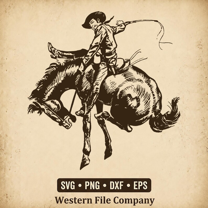 Bronc Rider SVG Bundle, Rodeo Cowboy Clipart, Bucking Horse PNG, 5 ...