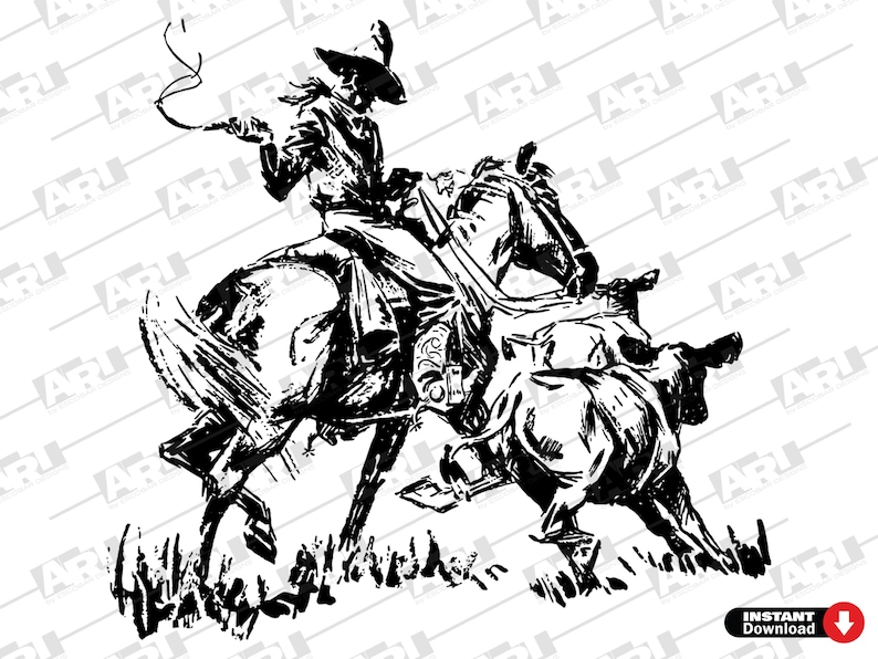 Western Roping Svg Cowboy svg Roping svg Bull eps Western png Clip Art - Etsy España