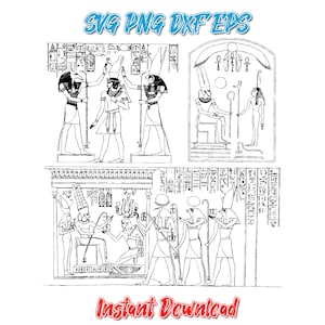 Egyptian Hieroglyphics SVG Bundle – 3 Ancient Egypt Illustration Cut Files for Cricut, Silhouette | Png, Jpg, Pdf, Eps, Dxf