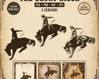 Bronc Riding Cowboy SVG Bundle: Rodeo Clipart for Cricut, Silhouette (300 DPI)