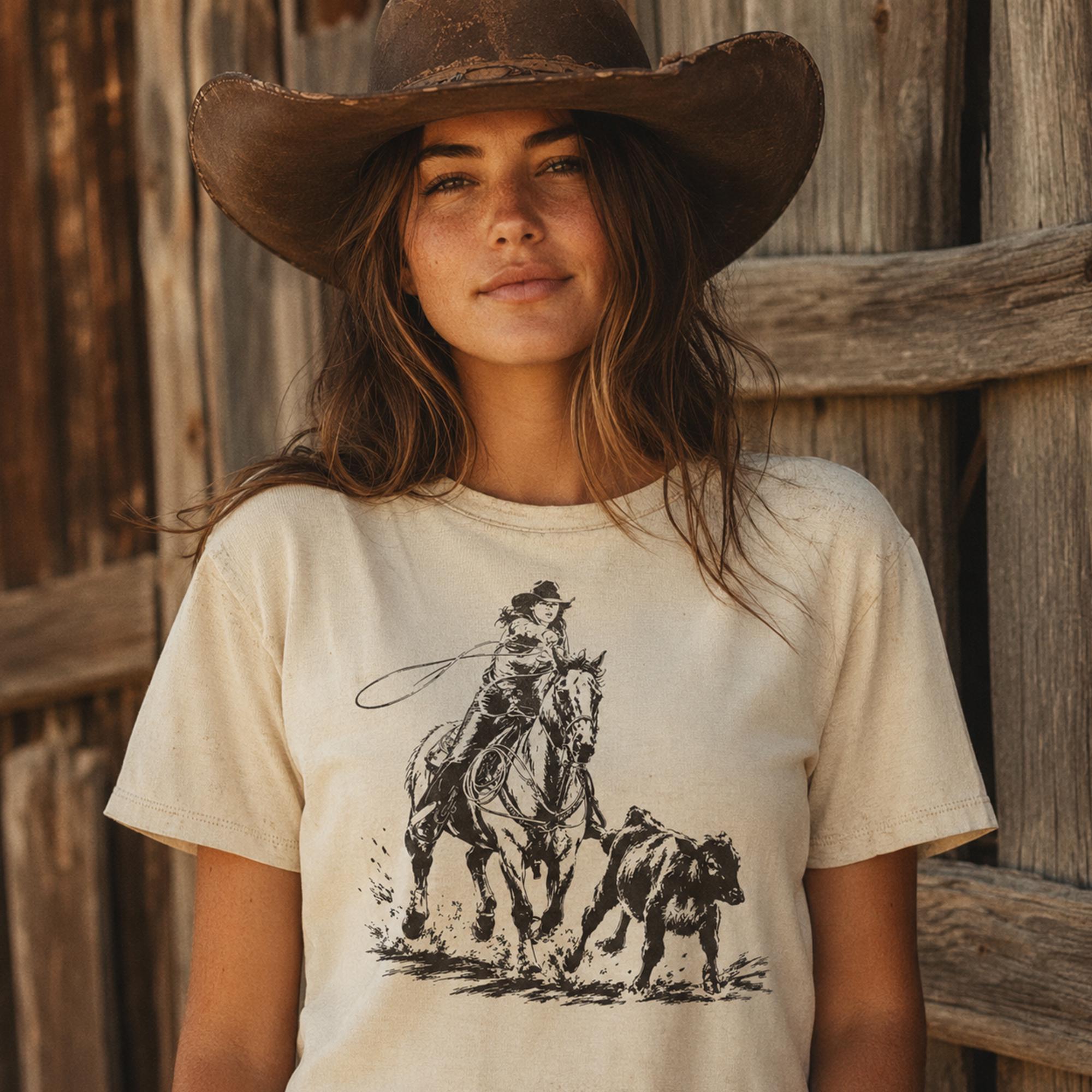 Cowgirl Roping Calf SVG Breakaway Roper Clipart Western Rodeo Cowgirl ...
