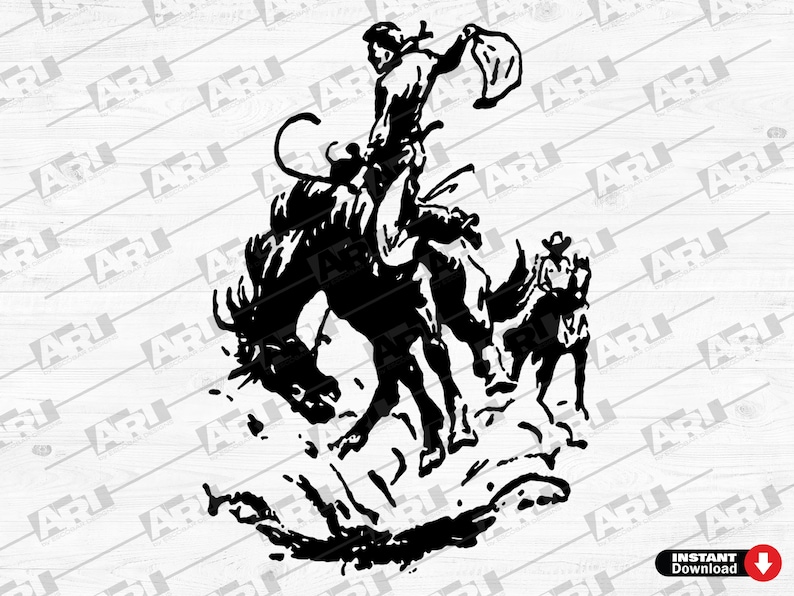 Cowboy Rodeo SVG Bundle: Bucking Bronco Clipart (300 DPI Digital ...