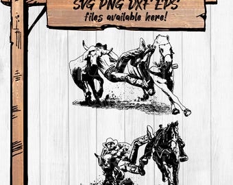Rodeo Bulldogging Clipart – Western Steer Wrestling SVG PNG Bundle