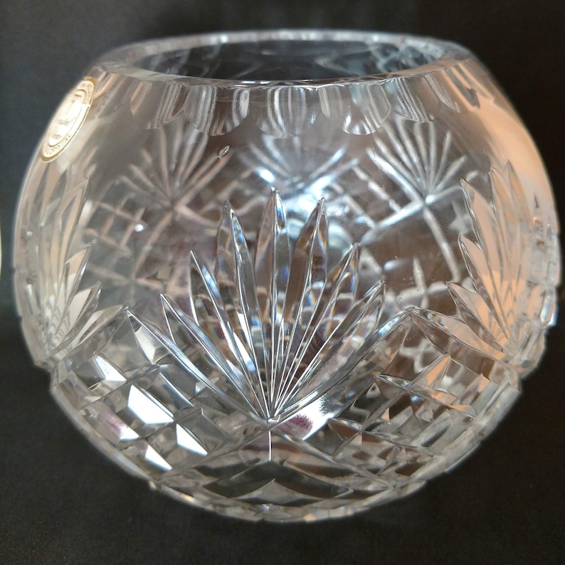 Polish handblown handcut lead crystal rose bowl ball Etsy
