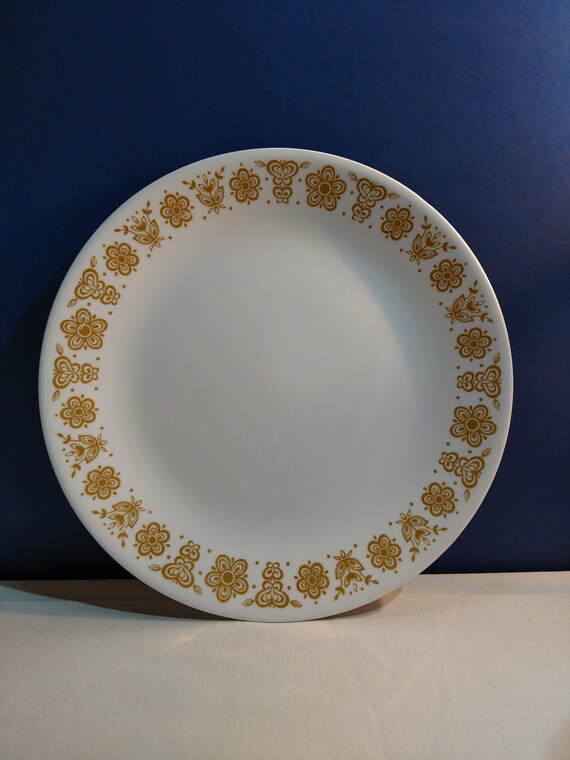 Saucer Sun Burst Used Corelle Butterfly Gold Dinner Plate Dish 