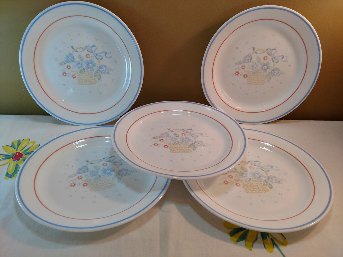 Corelle Country Cornflower Flower Basket Design with Blue Etsy