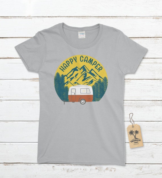 Women's Happy Camper T-Shirt Vintage Camper Retro | Etsy