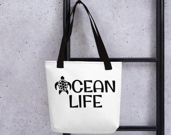 OCEAN LIFE - Sea Turtle Tote bag, Sea Turtle Tote Bag, Save the Oceans, Environmentalist Tote Bag, Sea Turtle Lovers