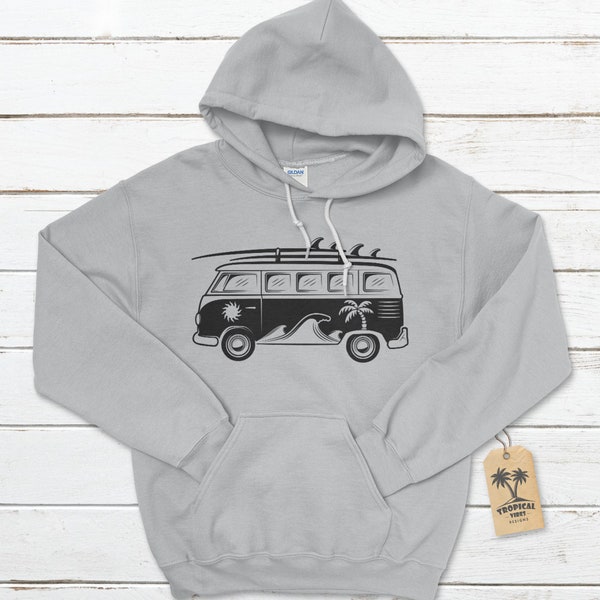 Surf Van Unisex Hoodie, Surf Hoodies, Van Life Hoodie, Beachy Hoodies, Surfing Hoodies, Tropical Hoodies, Vintage Surf, Hippie Van