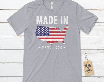 Made in the USA Unisex T-Shirt, USA T-Shirts, United States T-Shirts, Stars and Stripes, US Flag, American Flag