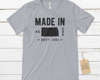 Made in Kansas Unisex T-Shirt, Kansas T-Shirts, Kansas Native, The Sunflower State, Kansans Tee, Kansas Gift Ideas