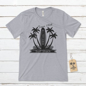 Vintage Surf Shack, Since 1968 Unisex T-Shirt, Surfing T-Shirts, Beach T-Shirts, Tropical T-Shirt, Surfboards and Palm Trees