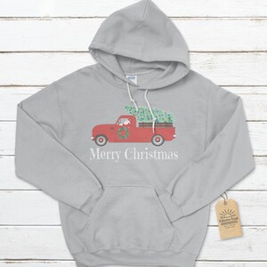 Merry Christmas Truck Unisex Hoodie, Christmas Hoodie, Classic Truck Hoodie, Vintage Christmas Hoodie, Christmas Pickup, Santa Claus Hoodie