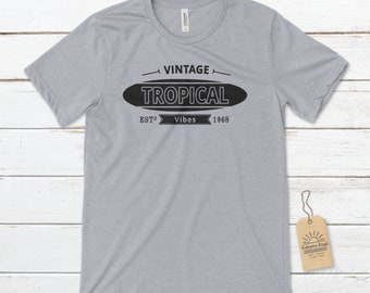 Vintage Tropical Vibes - Surfboard T-Shirt, Surfer Shirt, Surf T-Shirts, Palm Trees Shirt, Beach Shirt, Vintage T-Shirts