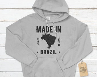 Made in Brazil Unisex Hoodie, Brazil Hoodie, Brazil Native, Brazil Gifts, Federative Republic of Brazil, Brazilians Hoodie