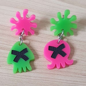 SPLTDSQD Dangle Earrings - Pink/Green